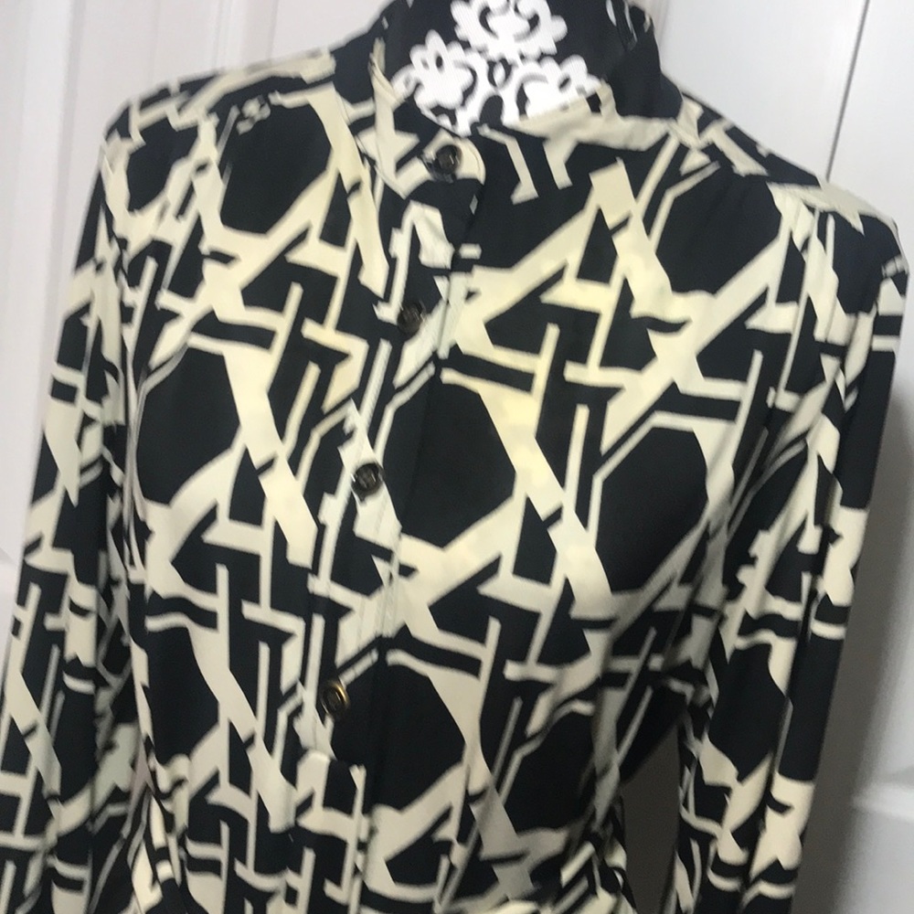 Geometric Sheath Dress with Belt